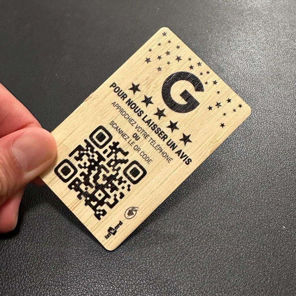 Carte NFC Avis Google en Bois Bambou