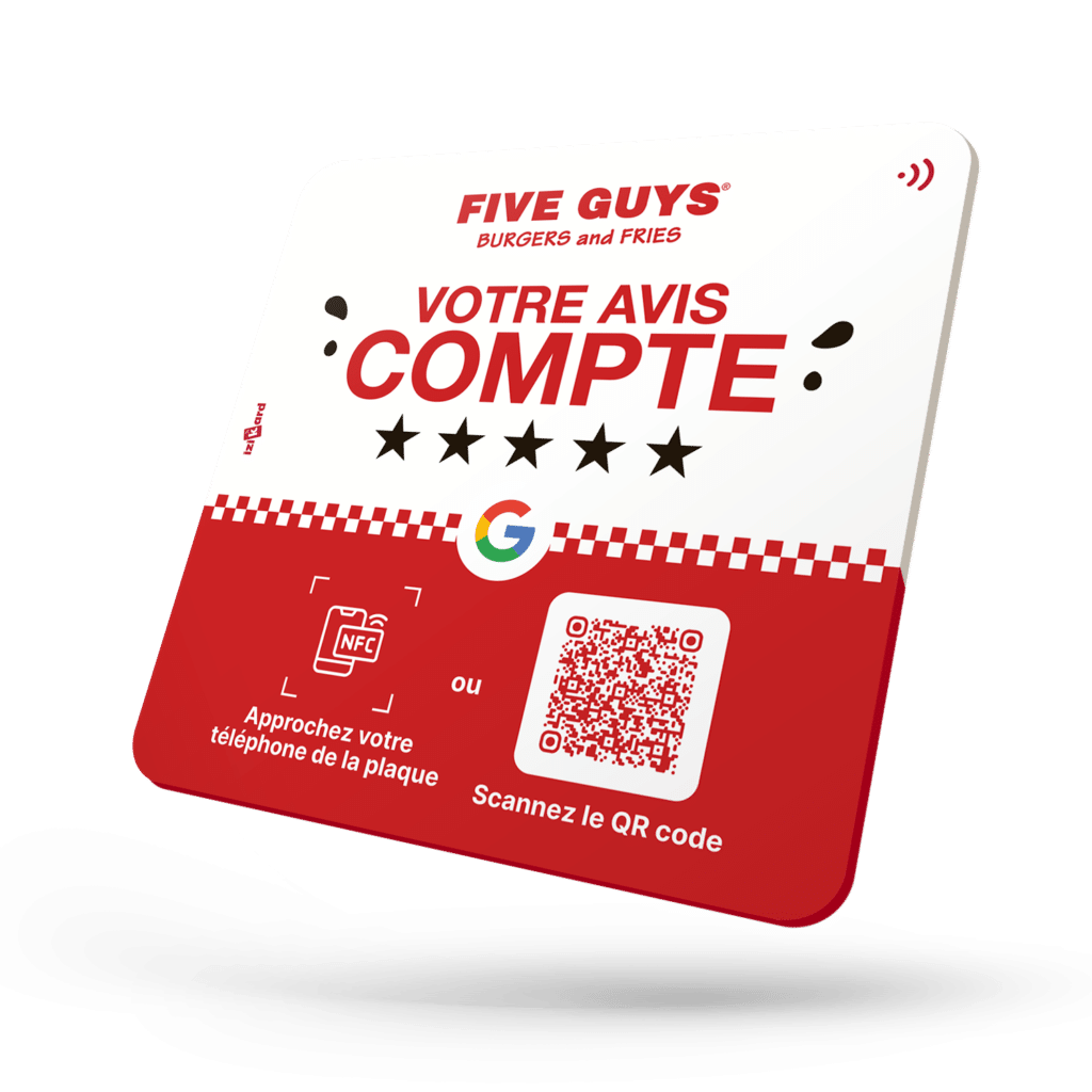 plaque nfc avis google restaurant five guys dijon