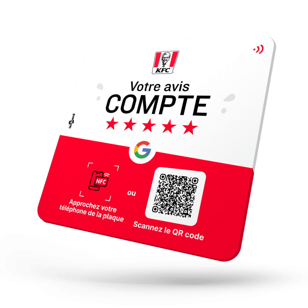 plaque nfc avis google restaurant kfc dijon