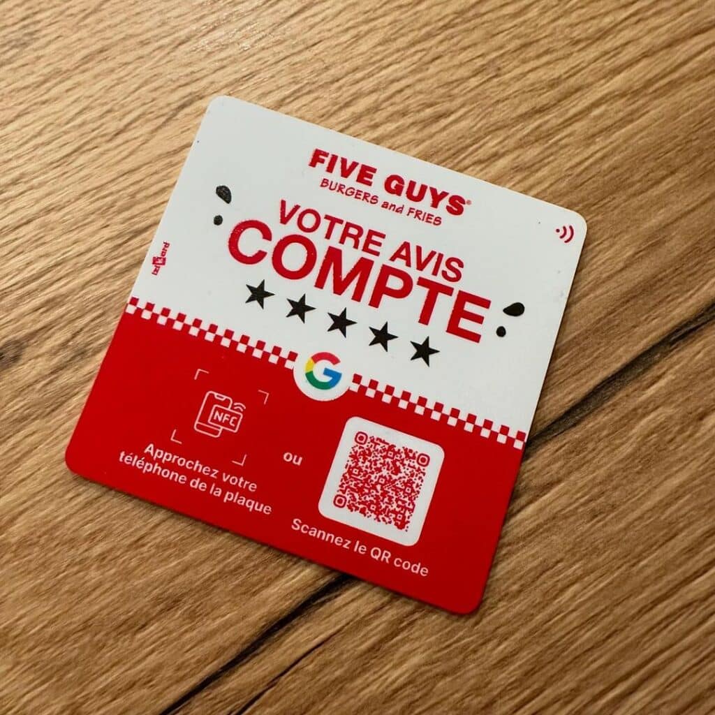 Plaque NFC Avis Google personnalisée Burger King