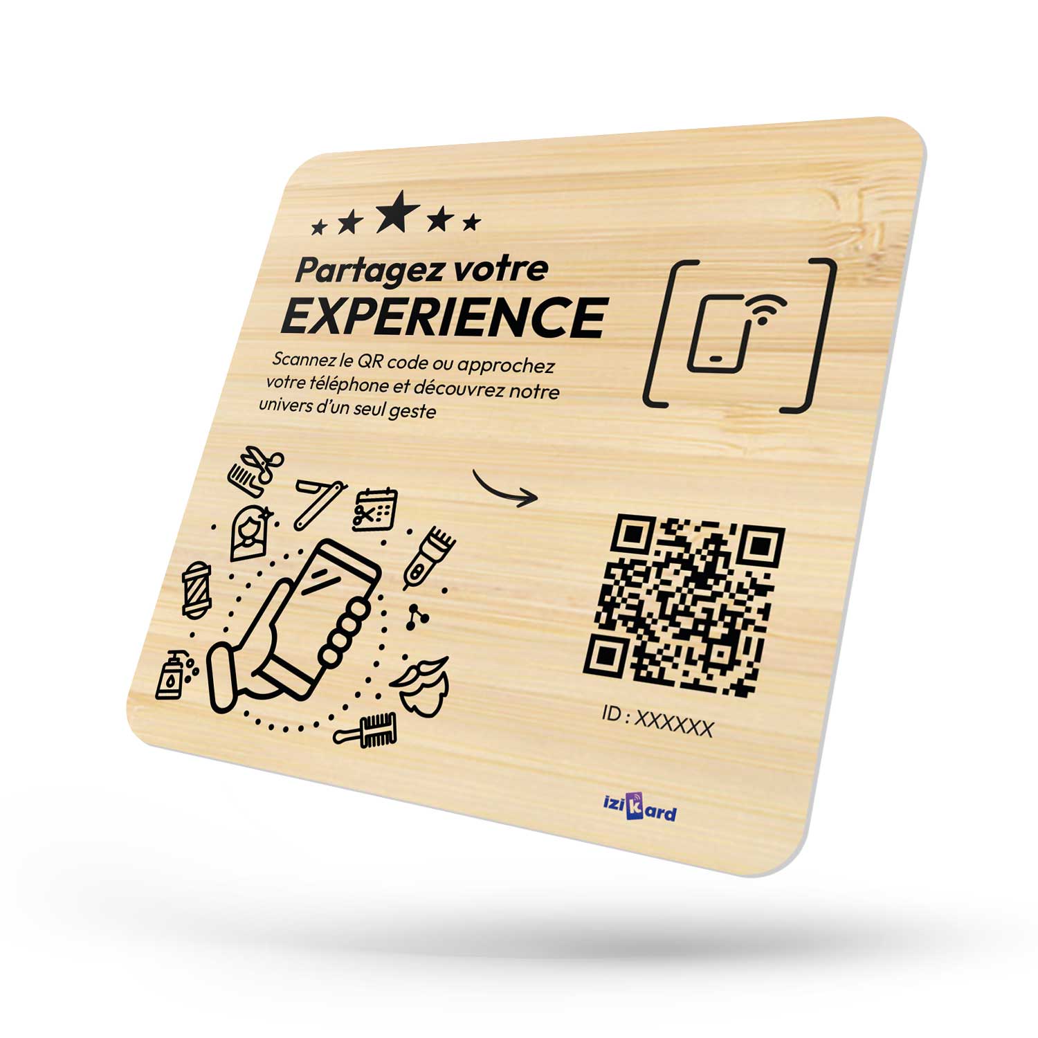 plaque NFC personnalisé bois PRO coiffeur