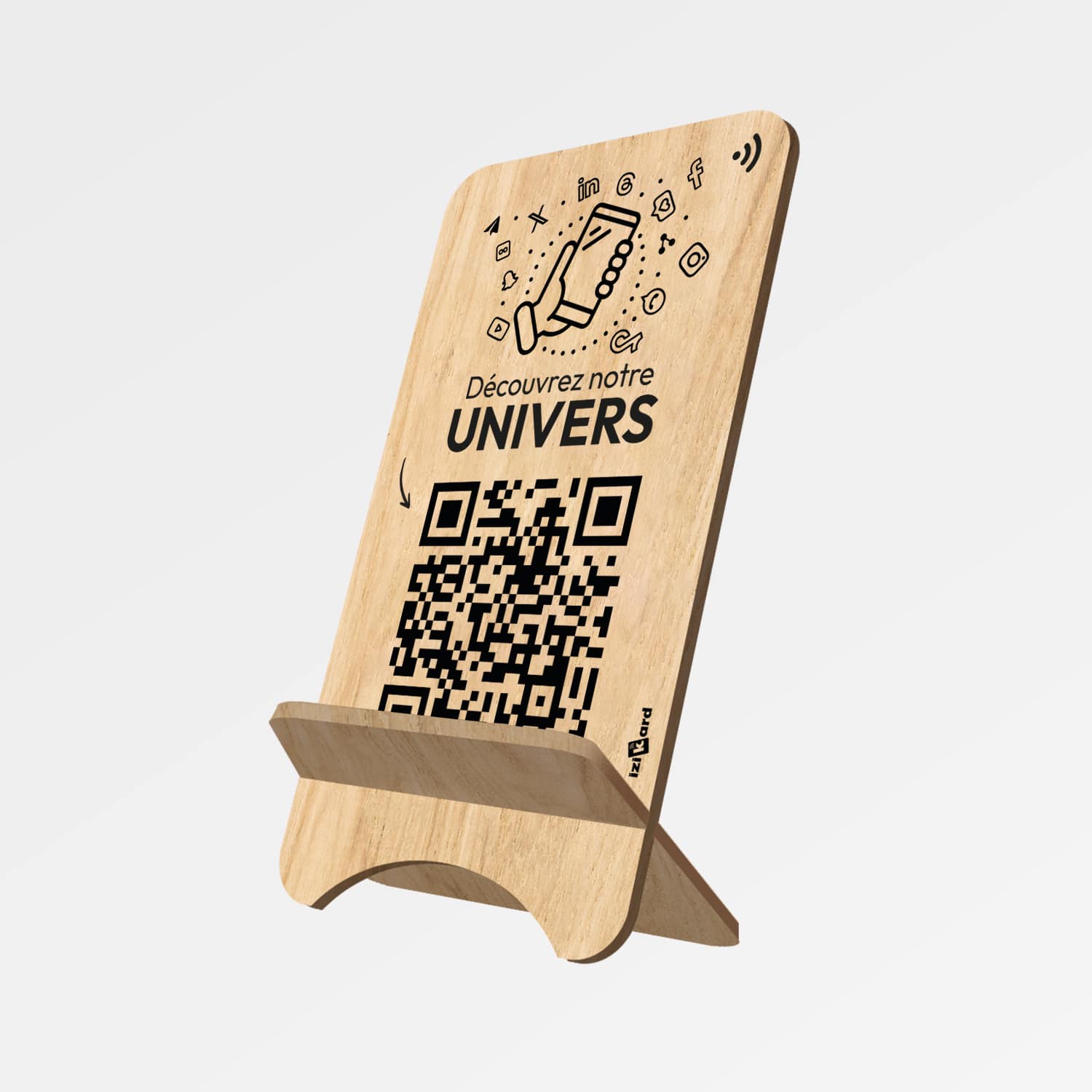 Chevalet bois NFC connecté application PRO multi-liens – Izikard