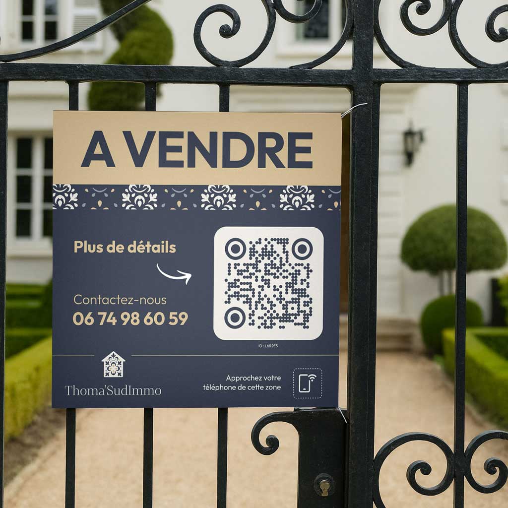 Panneau immobilier connecté et personnalisé