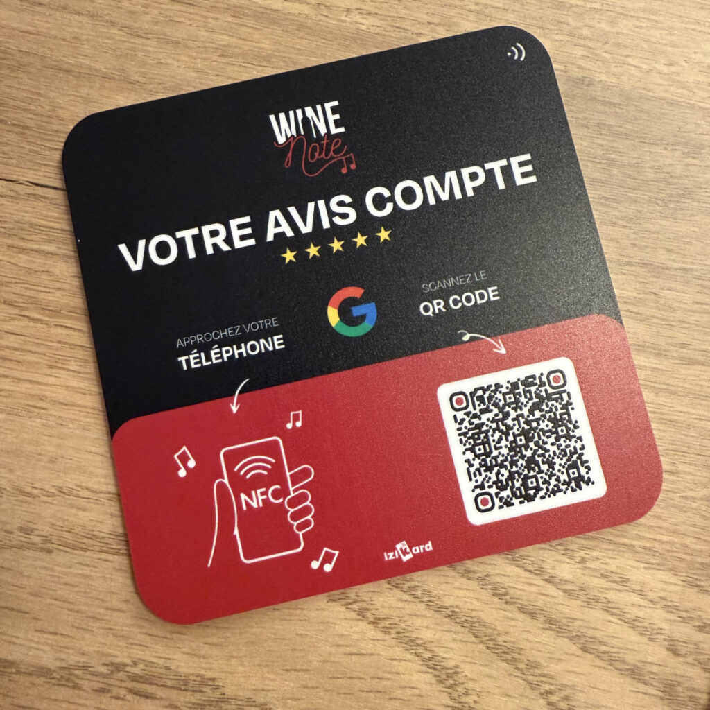 Plaque NFC Avis Google Wine Note