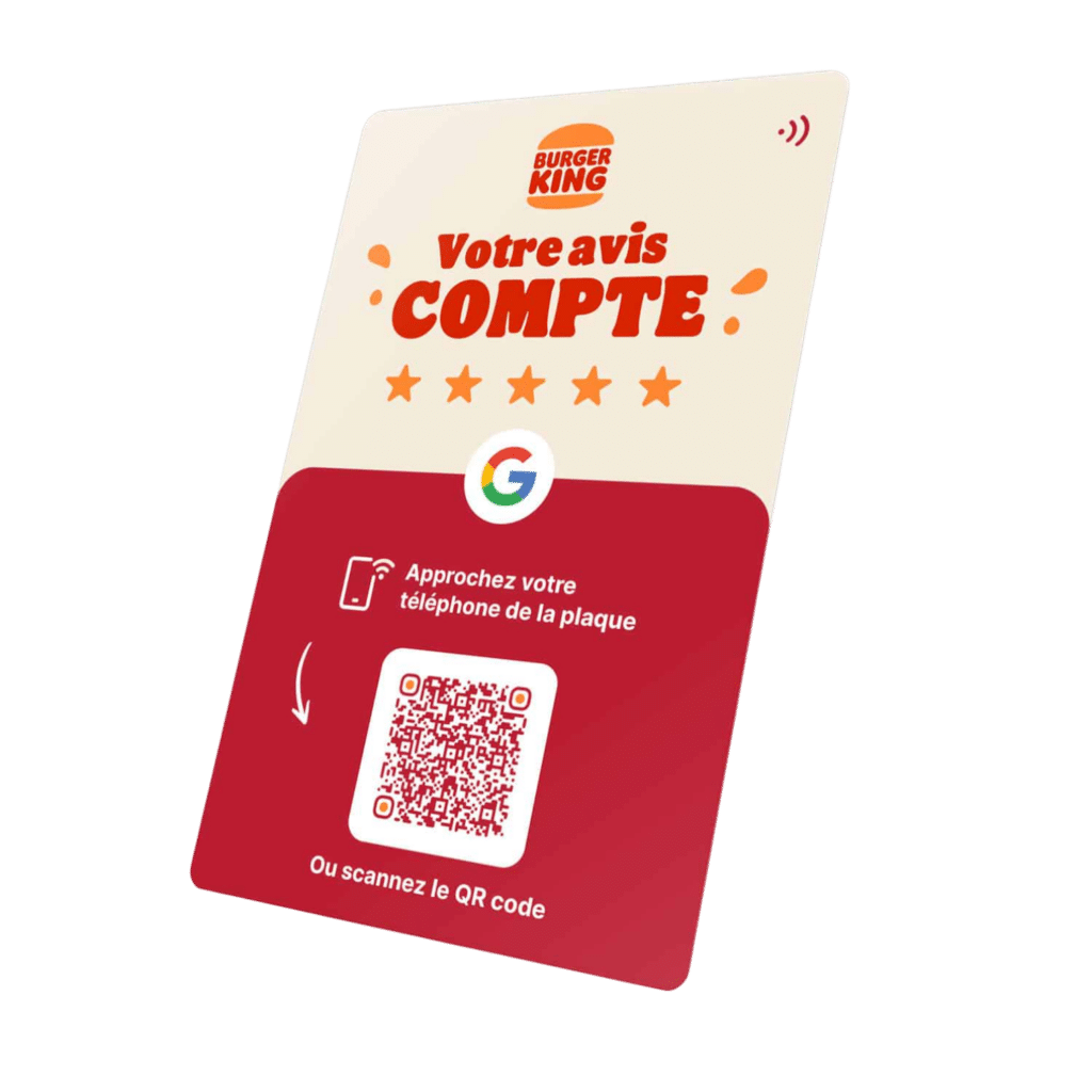 Carte NFC avis Google Burger King