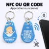 Badge NFC pour enfant lisible en NFC ou par QR Code, sans application à installer