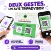 Deux gestes pour un avis TripAdvisor : approcher le téléphone ou scanner le QR Code