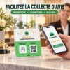 Carte NFC Avis TripAdvisor présentée à la réception d'un établissement