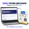 Chevalet acrylique NFC : le lien d'avis se modifie à tout moment depuis l'application web