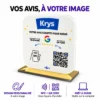 Chevalet acrylique NFC personnalisé aux couleurs de l'enseigne pour collecter des avis