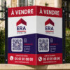 Panneau immobilier en V connecté NFC et QR code, double face