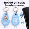 Pendentif NFC pour animal lisible en NFC ou par QR Code, recto et verso