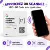 Plaque NFC Avis Google : approcher le téléphone ou scanner le QR Code, sans application