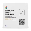 Plaque NFC Avis Google blanche avec QR Code et le message Votre avis compte pour nous