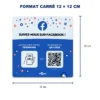 Plaque NFC Facebook au format carré de 12 × 12 cm, avec QR Code et logo Facebook