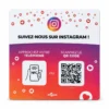 Plaque NFC Instagram aux couleurs du réseau, avec QR Code vers le profil