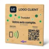 Plaque NFC et QR code pour avis Trustpilot, format 12 × 12 cm en bois, personnalisée avec le logo du client