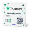 Plaque NFC et QR code pour avis Trustpilot, format 12 × 12 cm en PVC, modèle générique prêt à poser