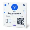 Plaque NFC et QR code pour partage du Wi-Fi, format 12 × 12 cm en PVC, modèle générique prêt à poser